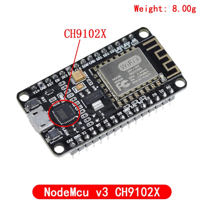 NodeMCU V2/V3 ESP8266 ESP-12E WiFi Development Board with CH340/CP2102/CH9102X