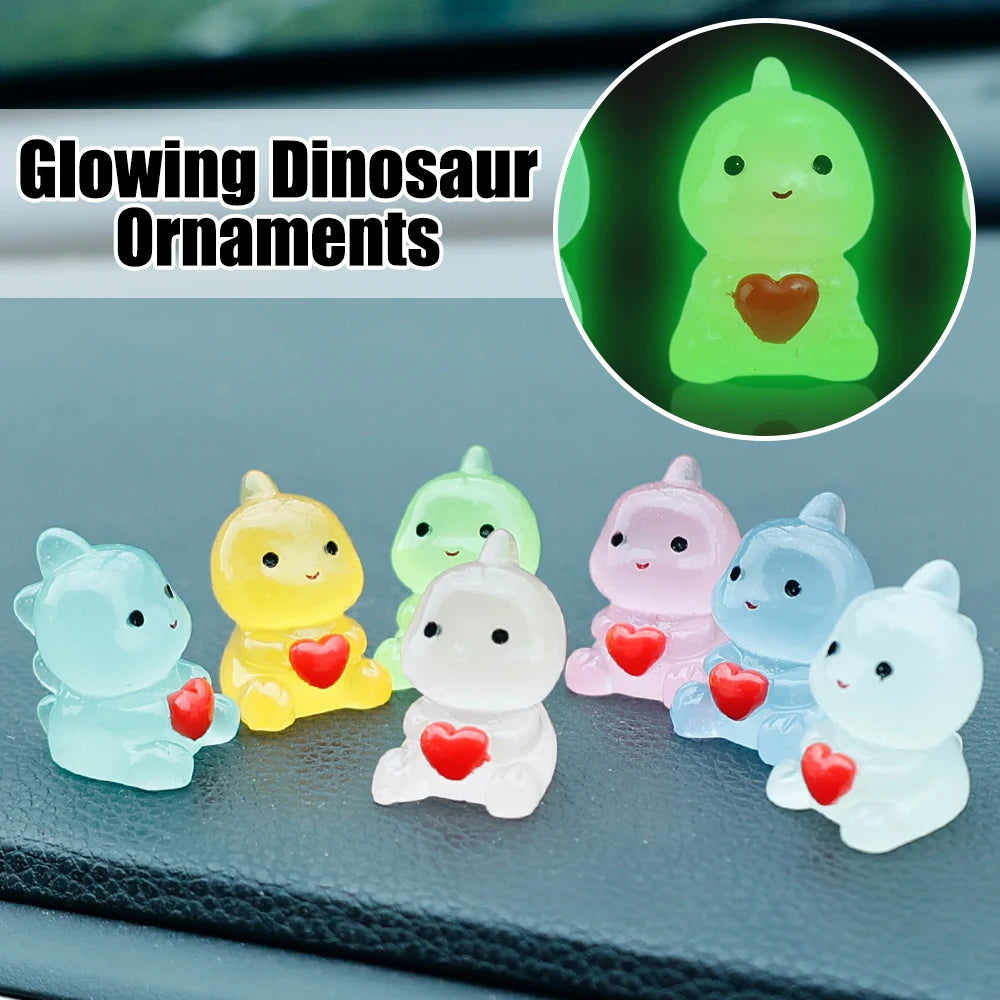 Dinosaur Hug Heart Car Ornament Luminous Dashboard Decor 10/1PCS