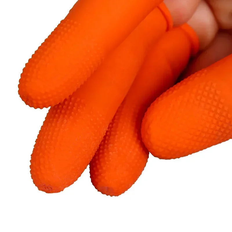 200/10PCS Latex Finger Cots Orange Thumb Caps Anti-static Industry Rubber Fingertips Protector Gloves Non-slip Finger Gloves