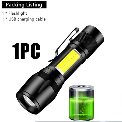 High Power LED Flashlight Type-C Rechargeable Pen Clip Torch