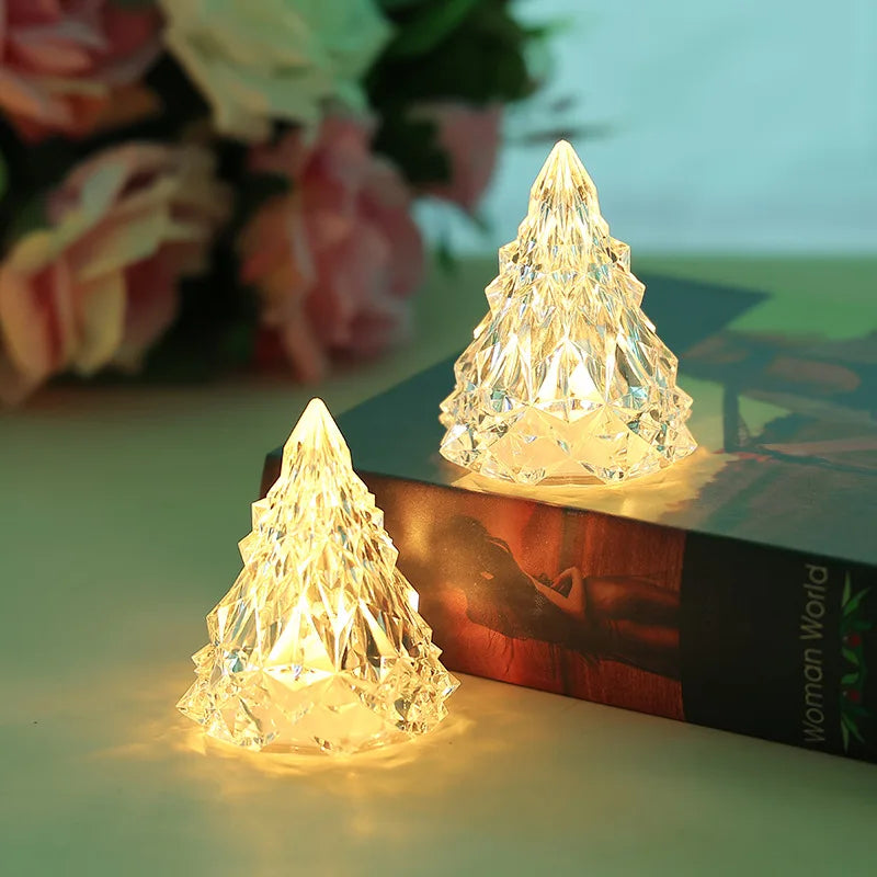 Crystal LED Flameless Candle Lantern Battery Night Light for Decor