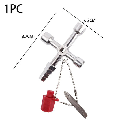 4in1 Silver Key Wrench Electrical Elevator Control Cabinet Valve Multi Purpose Zinc alloy Triangular Wrench Portable Hand Tools