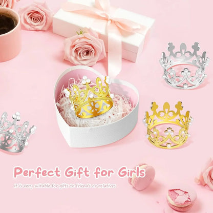 Wholesale Crown Cake Decoration Gold Silver Pearl Crown Topper Mini Princess Headwear Decoration Birthday Wedding Decor Supplies