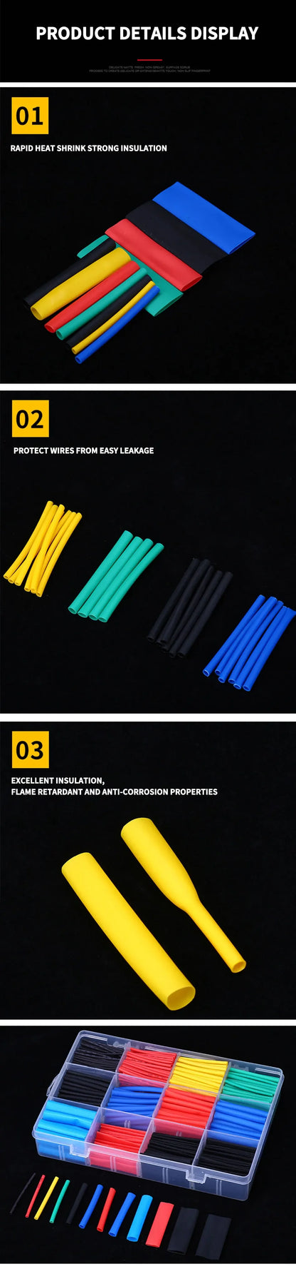 Heat Shrink Tubing Kit 530-800PCS 2:1 Shrinkable Wire Wrap Tubing Cover Protection
