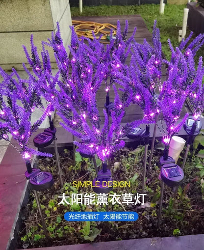 1PC Solar Lights Outdoor Decorative, Purple Lavender Flower Solar Garden Lamp for Yard, Patio, and Garden Decor