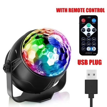 Sound Activated LED Disco Ball Light with Remote Remote Party Lamp