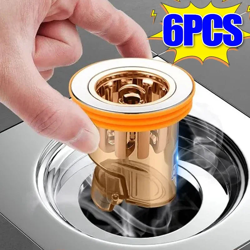 6/1PCS Gravity-Induction Floor Drain-Core Toilet Deodorant Anti-Odor No Smell Bathroom Toilet Sewer Shower Drain for Bathtub