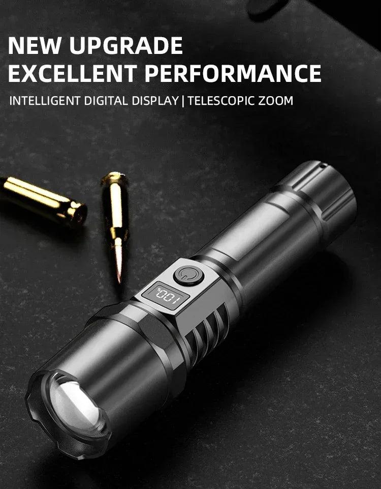 Super Bright LED Flashlight USB-C Rechargeable Tactical Torch