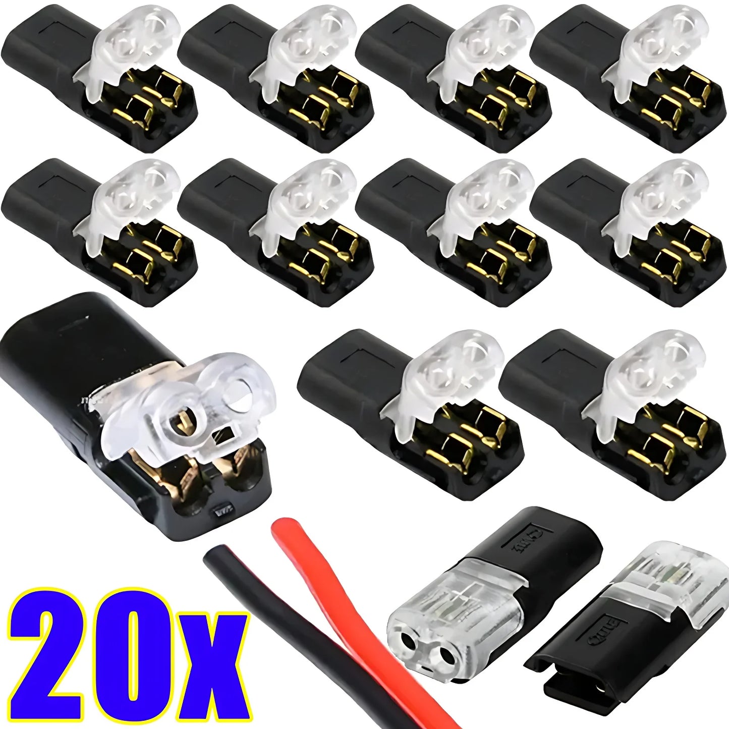 2 Pin Automotive Waterproof Connector Wire Terminal ABS 18-22AWG 300V 10A