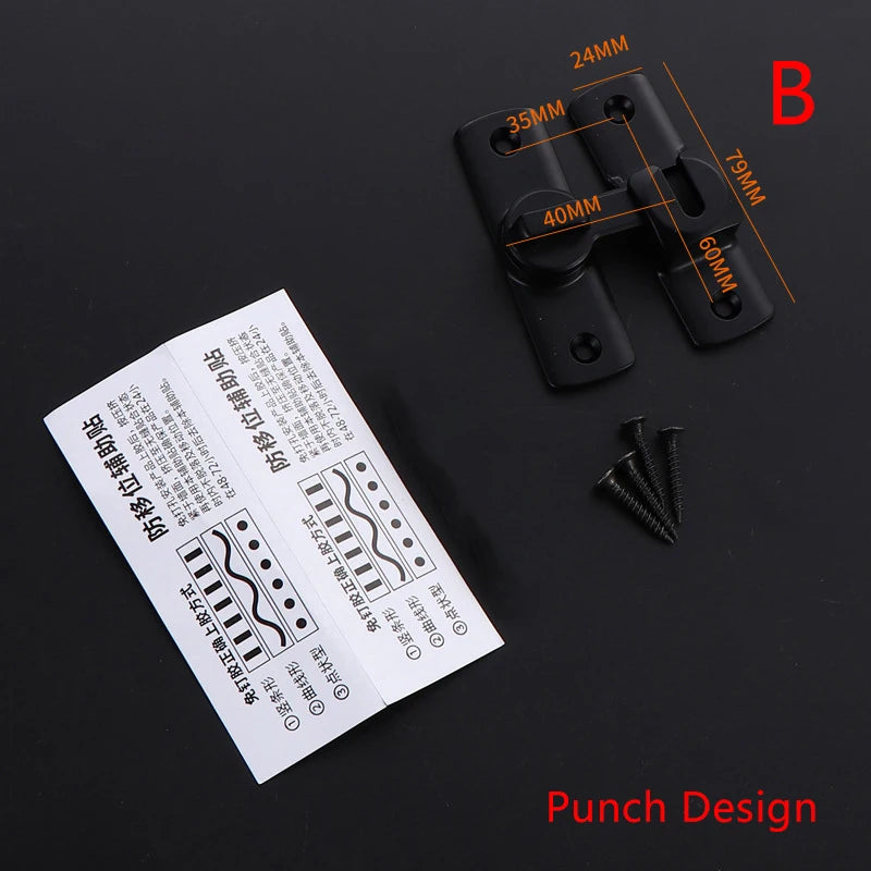 New Punch-free Hasp Latch Door Lock Black Cabinet Locks Kids Safety Lock  Sliding Door Anti-pried Hook Lock Hardware