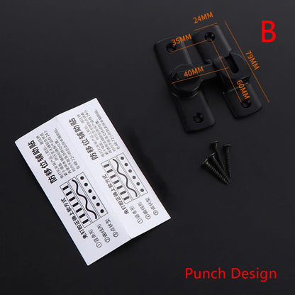 New Punch-free Hasp Latch Door Lock Black Cabinet Locks Kids Safety Lock  Sliding Door Anti-pried Hook Lock Hardware