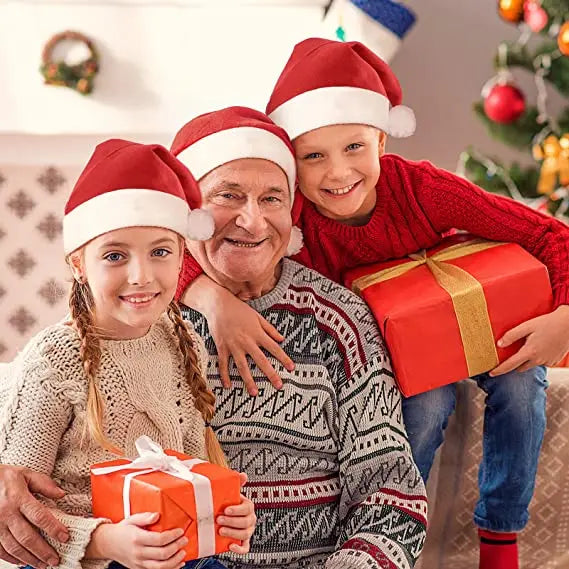 10/1PCS Christmas Hat for Adult Kids Thicken Warm Santa Claus Xmas Hats Cap Merry Christmas New Year Festival Party Decoration
