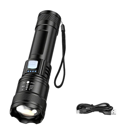 Strong Light LED Flashlight Portable Rechargeable Torch Telescopic Zoom Light Safety Light for Outdoor Camping Fishing Working