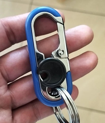 Men Stainless Steel Keychain Hook Carabiner Bottle Opener Double Ring