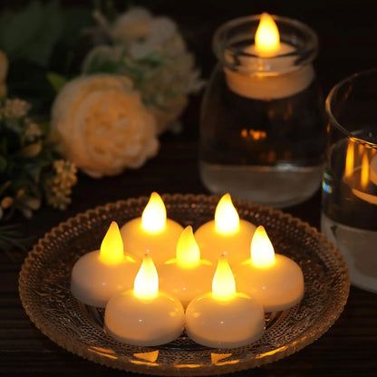 LED Flameless Floating Candle Battery Powered Flickering Electronic Candle Waterproof Floating Tealight Wedding Party Decor Lamp