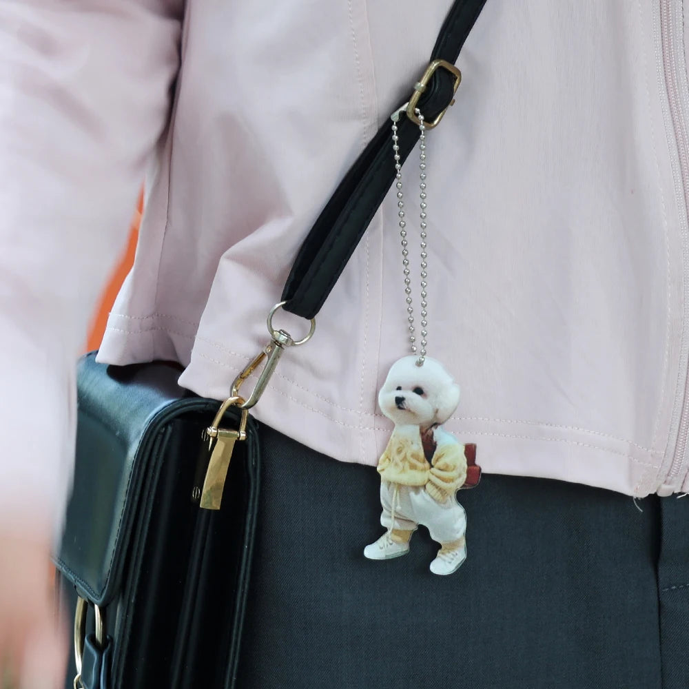 Creative Puppy Man Acrylic Creative Puppy Backpack Car Pendant Realistic Auto Rearview Mirror Ornament Car Interior Decoration