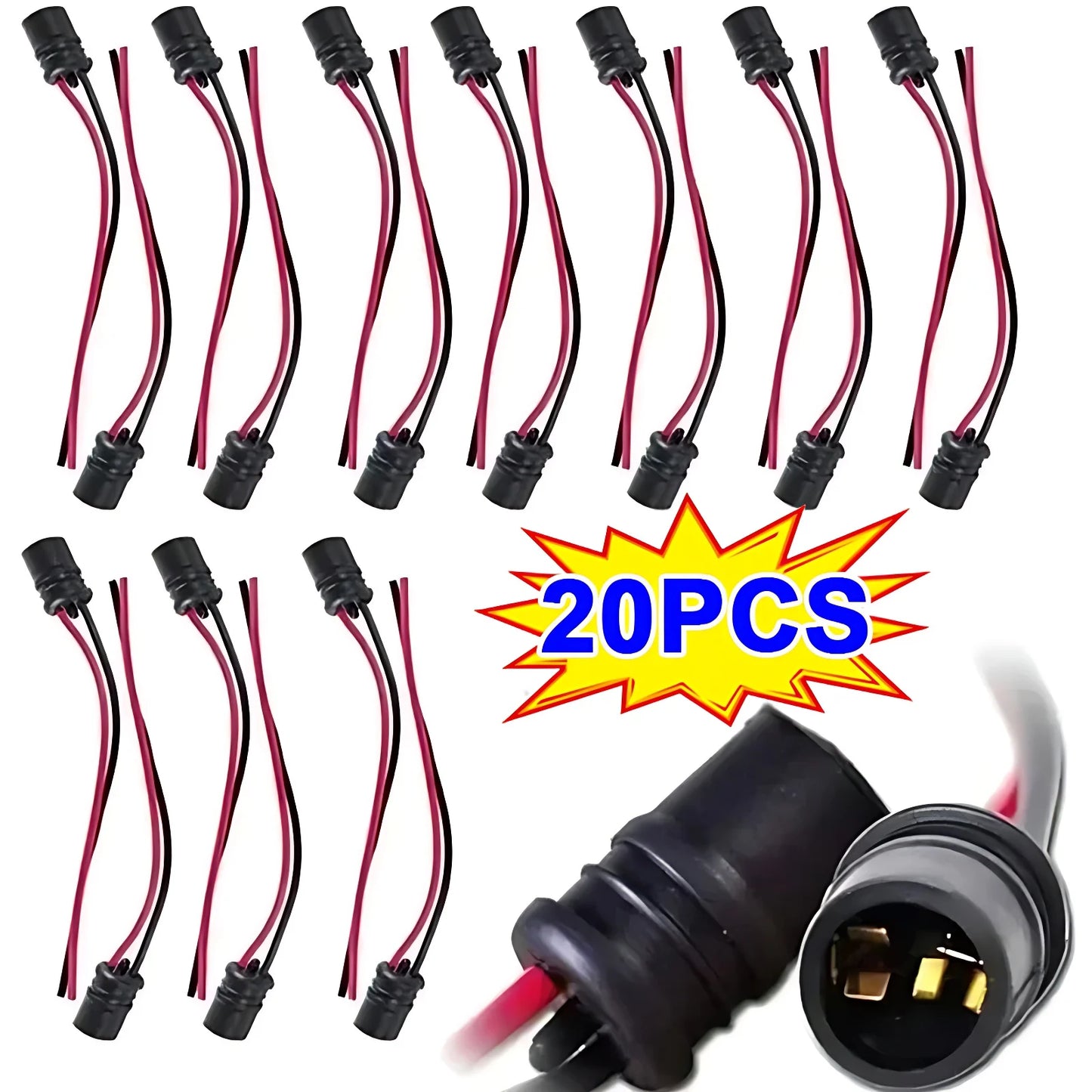 DC12V T10 W5W 147 Bulb Socket Connector Wire Harness Holder 14cm