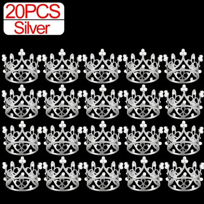 Wholesale Crown Cake Decoration Gold Silver Pearl Crown Topper Mini Princess Headwear Decoration Birthday Wedding Decor Supplies