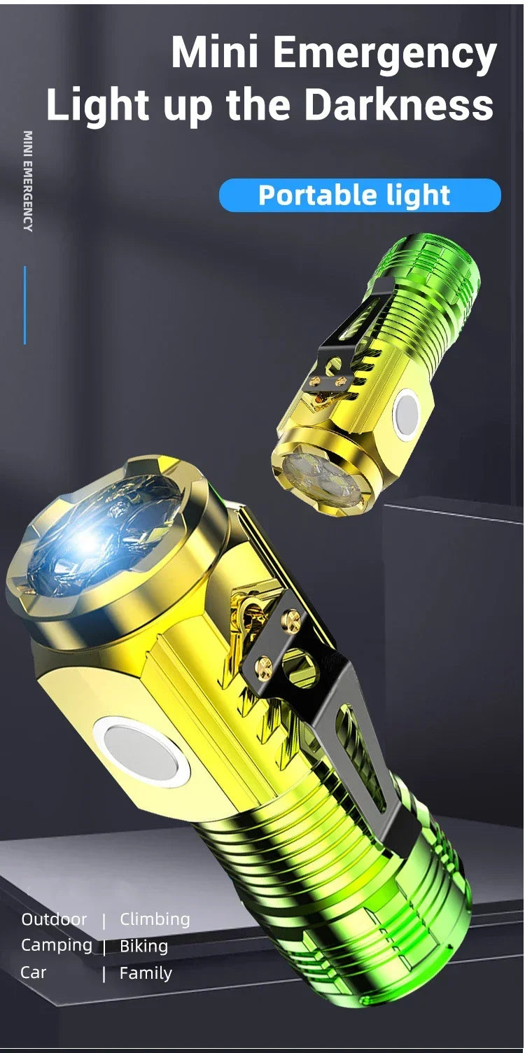 Rechargeable LED Pen Flashlight Mini Clip Waterproof Torch