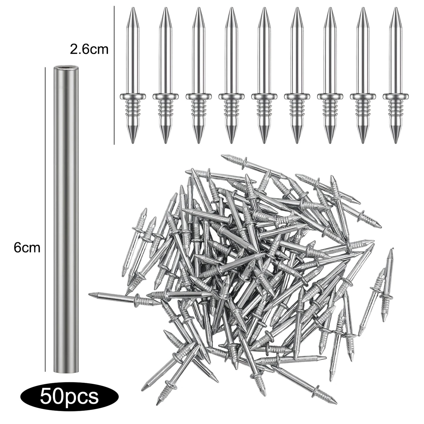 Double Head Seamless Nails — Skirting Board Thread Nail No-Trace Metal Rust-Proof Fixator for Wood 200pcs
