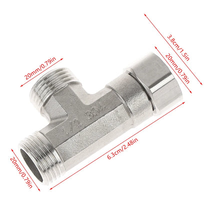 G1/2" T-Valve Toilet Dispenser Diverter Valve Three-Way Water Pipe Splitter for Bath Bidet Sprayer Shower Fitting