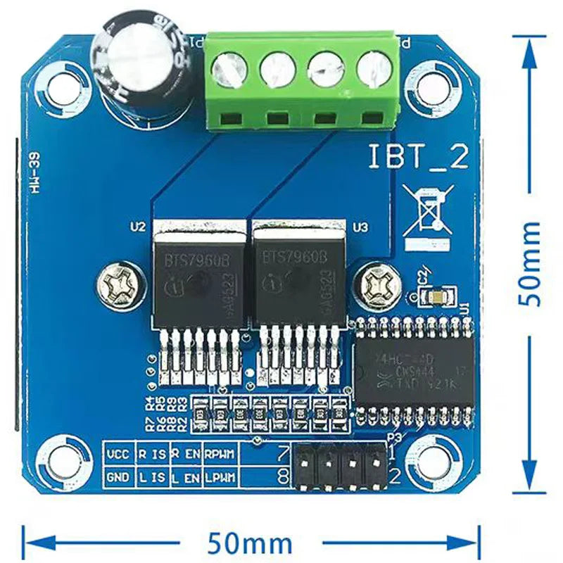 BTS7960 High-Power Smart Car Motor Driver Module 43A Current-Limited Semiconductor Driver