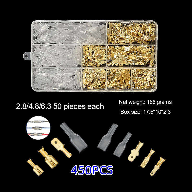 New 20/270/315/450/600/900pcs Cold-pressed Terminal Blocks Male And Female Docking 2
.8/4.8/6.3