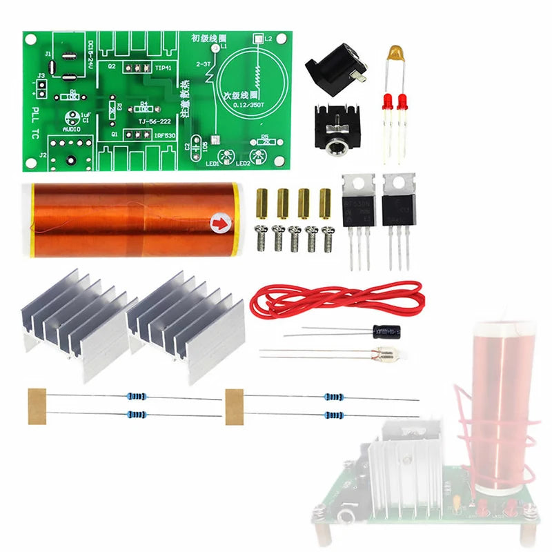 Mini Tesla Coil Kit 15W Plasma Speaker Wireless Transmission DIY Music Tesla Coil 15-24V DC