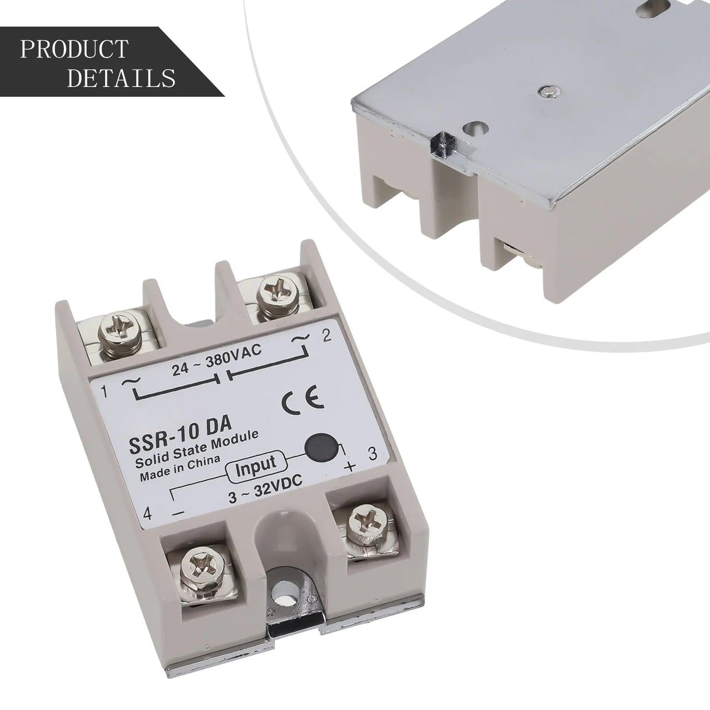 Single Phase Solid State Relay SSR-10DA DC Controlled AC Single-phase Solid State Relay 10A DC-AC Relay 3-32V DC To 24-380V AC