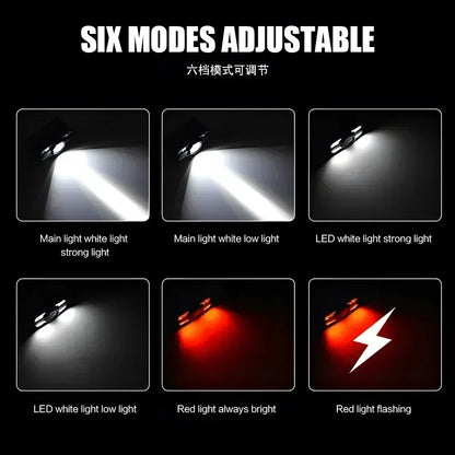 Powerful LED Headlight Handfress Motion Sensor Headlamp Head Lamp 6 Modes COB Flashlight Torch Head Light for Outdoor Camping