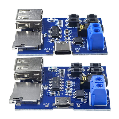 TF Card and USB MP3 Decoder Player Module with Amplifier, 3.7-5.5V Power, Micro USB/Type-C Input