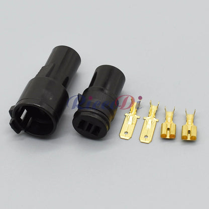 6.3mm 2 Pin Waterproof Automotive Connector Plug Socket Male Female for Car 6180-2541 / 6189-0274