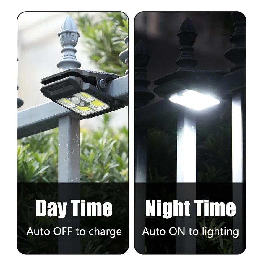 Solar Sensor Motion Light Clip on Lawn Lamp Outdoor Waterproof Work Light Camping Household Garden Lighting Courtyard Lamp