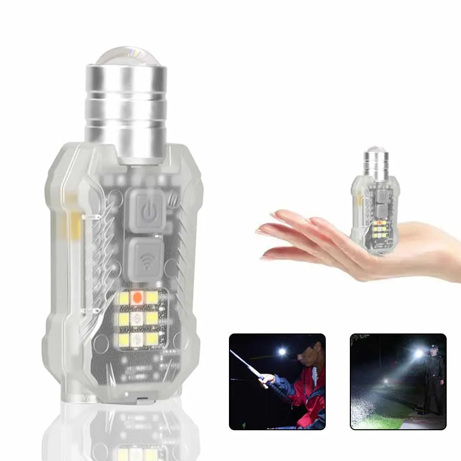 Rechargeable Powerful EDC Flashlight Portable Zoomable Floodlight with Tail Strong Mini Camping Waterproof Lantern for Hiking