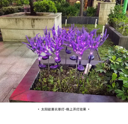 Purple Lavender Flower Solar Garden Lights Outdoor Decorative Lawn Lamp for Patio Yard Decor