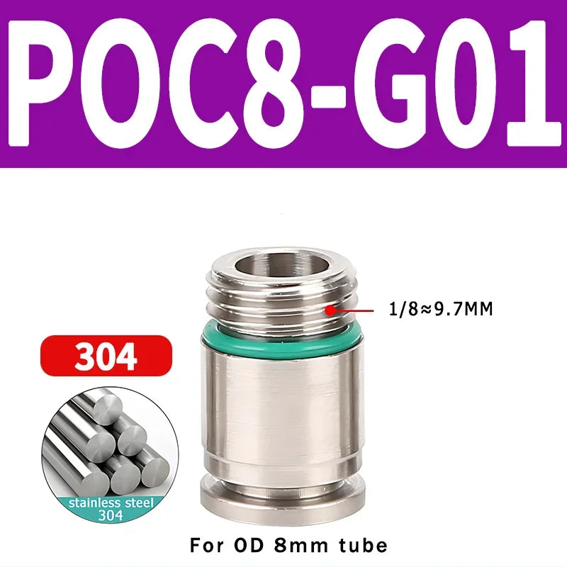 Stainless Steel 304 POC-G Internal Hexagonal Quick Insertion Pneumatic Fitting Gas Pipe Quick Insertion Joint
