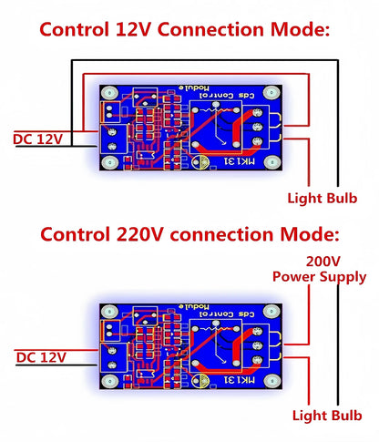 XH-M131 Light Control Photoresistor Relay Module 5V/12V/24V Automatic Brightness Detection Switch 10A