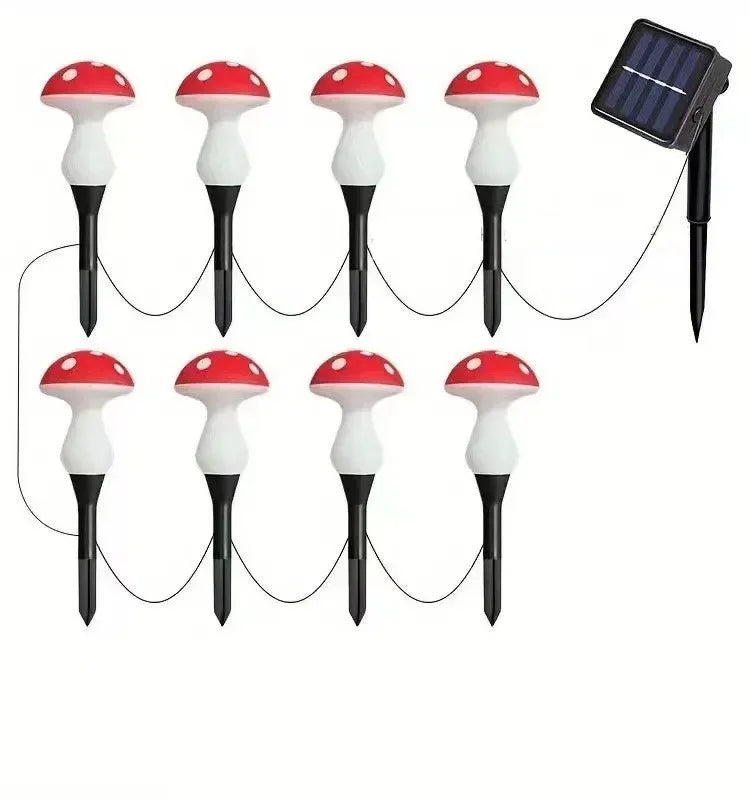 Solar Mushroom Lights Stake 8/12/20 Head Outdoor Garden Fairy Lights Christmas Wedding Party Yard Decoration