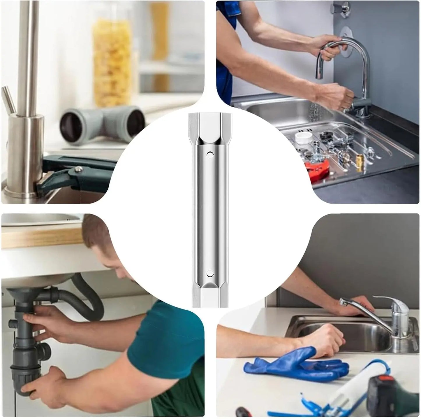 24-40MM Anti-Corrosive Bath Faucet Wrench Anti-slip Kitchen Repair Flume Hexagonal Wrench Multifunction Repair Plumbing Tools