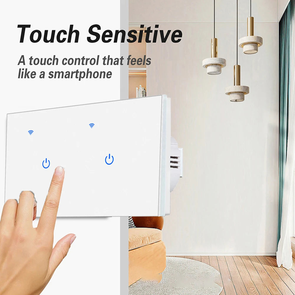 2 Way Touch Switch Voice Control Switch Energy-saving Lamp Compatible Hands-free Control For Tuya App Home Automation