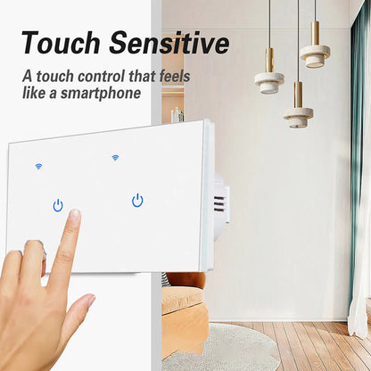 2 Way Touch Switch Voice Control Switch Energy-saving Lamp Compatible Hands-free Control For Tuya App Home Automation