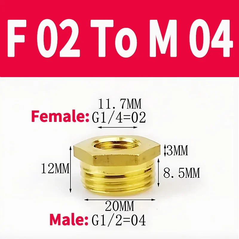 Brass BSP Reducing Hexagon Bushing Adapter Fitting Male to Female Connector for Fuel Water Gas Oil 1/8" 1/4" 3/8" 1/2" 3/4" 1"