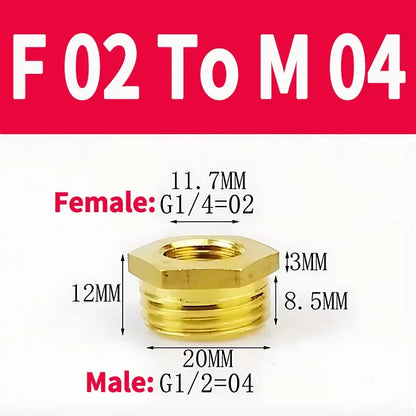 Brass BSP Reducing Hexagon Bushing Adapter Fitting Male to Female Connector for Fuel Water Gas Oil 1/8" 1/4" 3/8" 1/2" 3/4" 1"