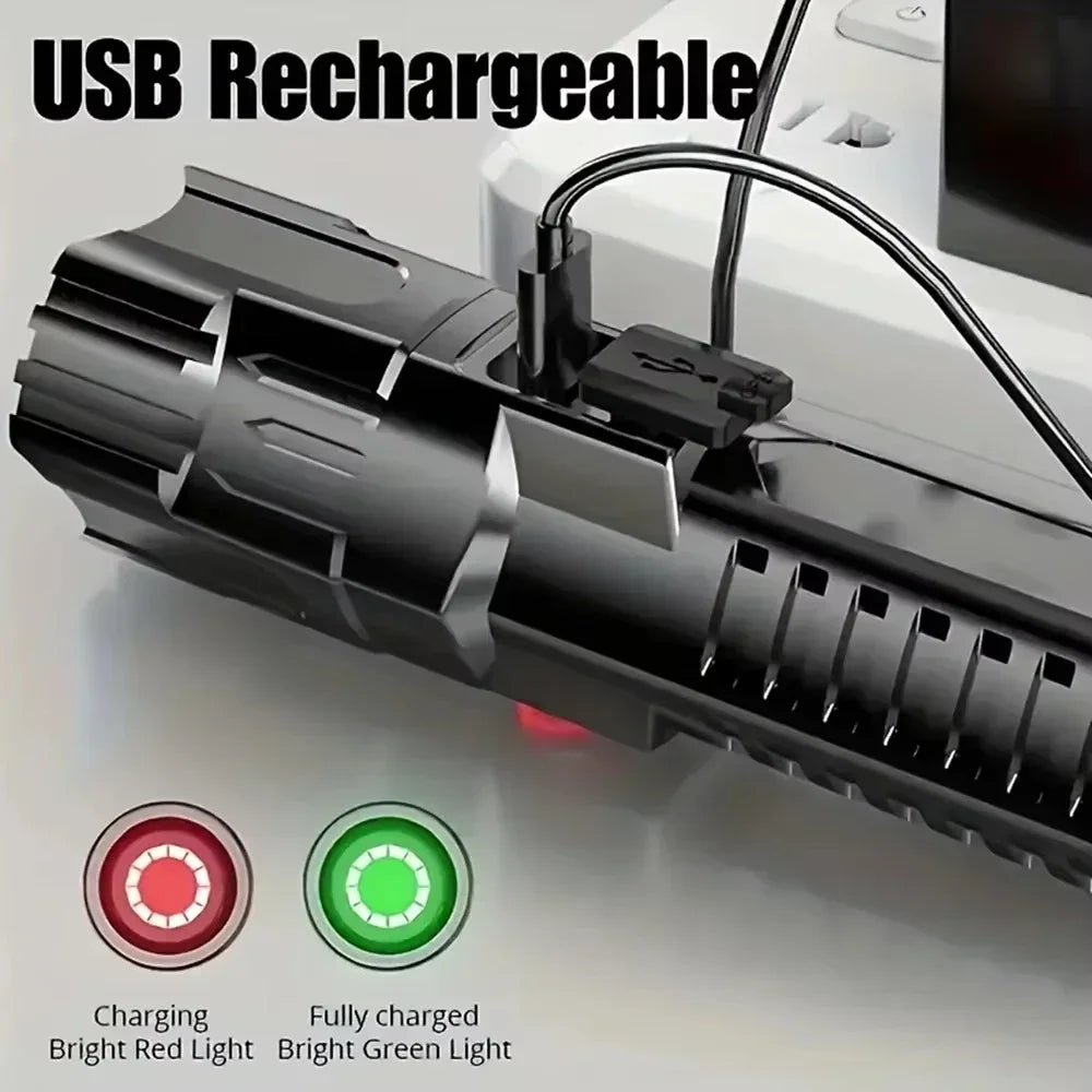 Ultra Bright Rechargeable LED Flashlight Zoomable High Lumens