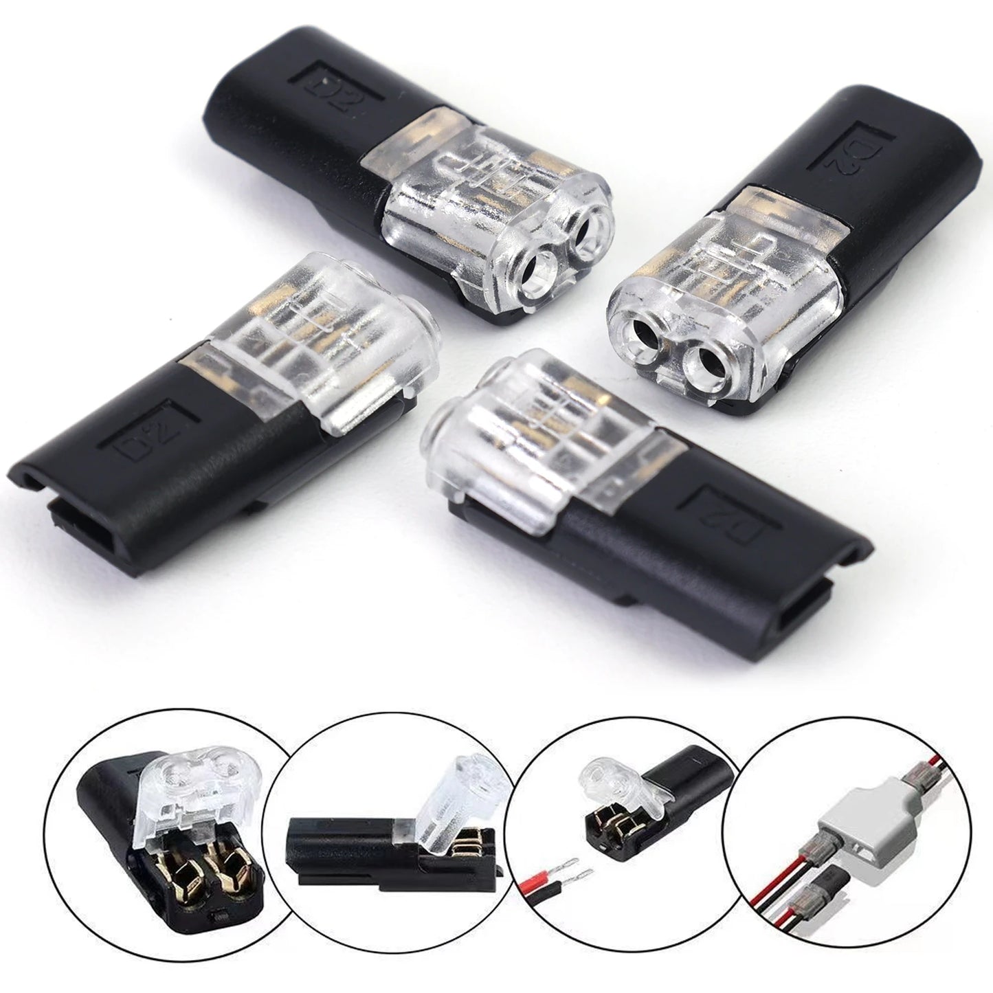 60pcs/set Waterproof Plug Wire Connector 2 Pin Way Cable Plug Car Electric Wire Snap Connectors Strip Terminal Connection Tool