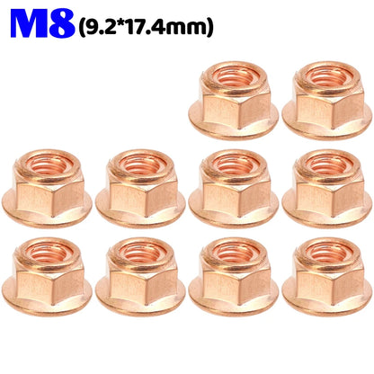 M8 Copper Exhaust Manifold Nut Flange Fastener for BMW Turbo Repair