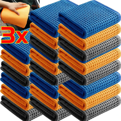 Car Wash Towel Glass Cleaning Water Drying Microfiber Window Clean Wipe Auto Detailing Waffle Weave for Kitchen Bath Home Office