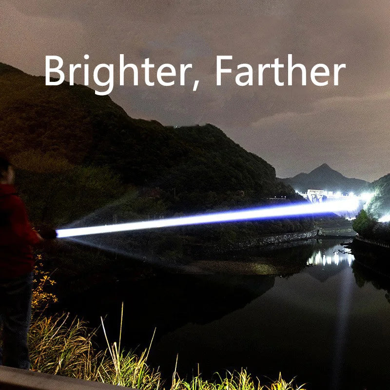 Powerful LED Flashlight GT60 High Power Tactical Zoomable Torch USB Rechargeable Outdoor Camping Lantern with Power Display