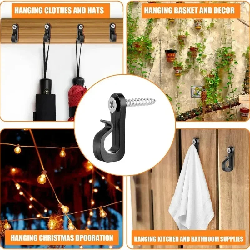 30/1Pcs Q Hanger Hooks for String Lights Hanging Multi-Purpose Plant Cabinet Ceiling Hook with Screw Home Holder Outdoor Supply