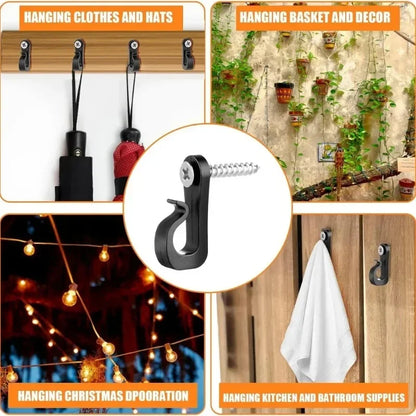 30/1Pcs Q Hanger Hooks for String Lights Hanging Multi-Purpose Plant Cabinet Ceiling Hook with Screw Home Holder Outdoor Supply